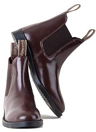Rhinegold COMFEY CLASSIC LEATHER JODHPUR BOOTS FOR WOMEN or MEN - Traditional Unisex Horse Riding Boots - No Zippers, Easy On/Off, Elastic Sides - Black or Brown'