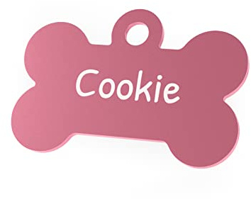 ENGRAVO Hundemarke Knochen in Pink 32mm mit Deiner persönlichen Gravur und 2 gratis Schlüsselringe