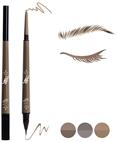 Music Flower 2-in-1 Augenbrauenstift, Wasserfester und lang anhaltender flüssiger Augenbrauenstift, Doppelseitiger Stift zum Auffüllen und Definieren der Augenbrauenfarbe, Braun