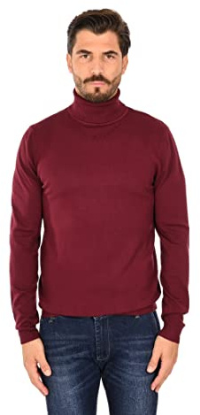 Ciabalù Pull Homme Laine Col Roulé Cachemire Hivernal Bleu Noir Rouge Vert Bordeaux Bleu Blanc Gris Moutarde Dolcevita Slim Fit Casual Pull Moulant Extensible Pull Souple - Bordeaux, 3XL