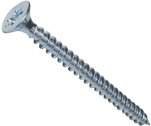 AERZETIX – Set med 100 – träskruv – Ø5 x 60 mm – Galvaniserat stål – metall – räfflat huvud – Pozidriv Cruciform fotavtryck – silverfärg – C44834
