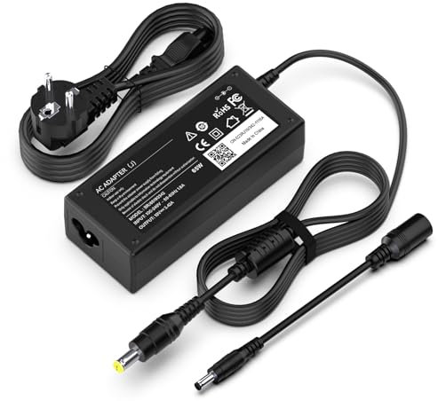 65W Caricatore 19V 3.42A Alimentatore Compatibile con Acer Aspire 3 5 E1 E3 E5 E15 E17 ES1 ES15 A315 A515 A114 V3 V5 V7 V15 3630 5250 5720 5750 5742 A315-34 Adattatore Caricabatterie 5.5 x 1.7mm