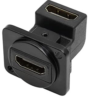 QIANRENON Adaptador de montaje en panel HDMI hembra a hembra convertidor de conector de ángulo recto de 90 grados y 270 grados para proyector de TV montado en la pared, soporte chapado en oro 3D y 4K