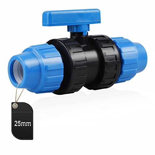 SWAWIS Raccordo in Polipropilene, Connettore per tubo Sistema di irrigazione Raccordo a PE Connettore a Morsetto, per Tubi ø 25 mm (Blu)