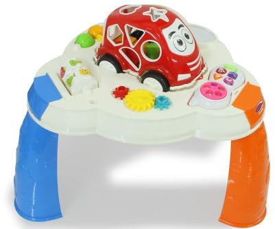 Spieltisch mit Formauto und Handy – fördert Fein- und Grobmotorik, Musik, LED Lichteffekte, 10 Formen in 5 Farben, Spiegel, leichtlaufende Kunststoffräder, 13-Teilig