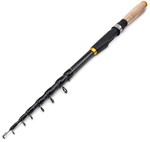 Angelrute Spinnruten Kohlefaser Teleskoprute für Salzwasser Süßwasser Meeresrute Angelrute Teleskop Salzwasser Fishing Rod,Black,3.0m