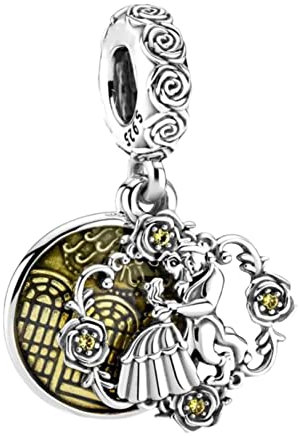 Lkwidi Charme Die Schöne und das Biest tanzen Dangle Charms-Anhänger 925 Sterling Silber Charm Bead Pendant für Europäische Armbänder und Halsketten