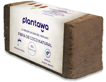 PLANTAWA Fibra Coco 10L, Bloque 650g Sustrato de Coco, Fibra de Coco Natural, Tierra para Plantas Uso Huerto Urbano Terrario Plantas Exterior Turba macetas