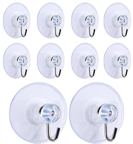 YANGWEN 10 Pcs Crochets à Ventouse Amovibles Transparents pour Salle De Bains, Cuisine, Serviette De Douche - Accessoires Muraux (45mm)