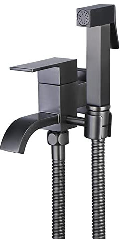 Doccino Bidet con Miscelatore Acqua Fredda Doccetta Bidet a Mano Spruzzatore Bidet Nero con Tubo Idroscopino per Wc Ottone