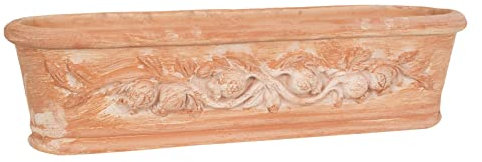 Biscottini vaso terracotta 66x22x17 cm | Vaso piccolo da esterno Made in Italy | Vasi da esterno in terracotta