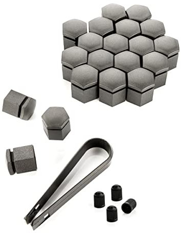 LST 20x Sechskant Radschraube Abdeckkappen Felgen Kappen Set 17 mm grau Matt