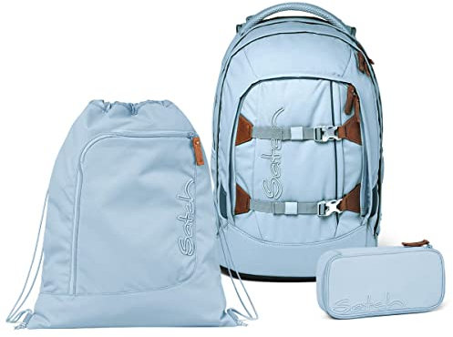 satch Pack Schulrucksack Set 3tlg. mit Schlamperbox und Sportbeutel (Nordic Ice Blue), Einheitsgröße