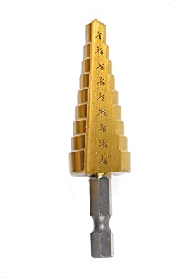 Step Drill Bits Set, High Speed Steel Titanium Coated 1/4-3/4 Cone Drill Bit Hole Cutter with 1/4 Hex Shank for Wood Aluminum Metal