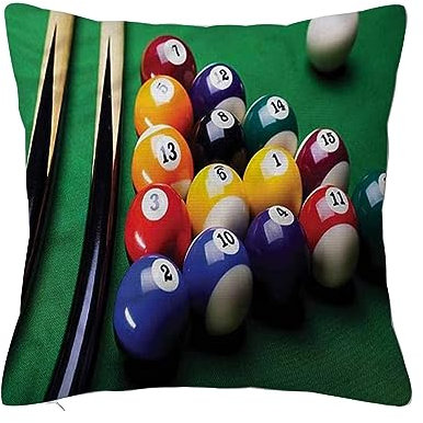 Überwurf Kissen Fall Quadratisch Kissenbezug,Billard-Pool-Kugeln Snooker,Home Dekorative Sofa Sessel Schlafzimmer Wohnzimmer 45x 45cm