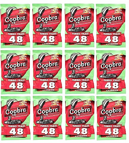 12 x Turbohefe - Coobra 48 Extreme 135g, Hefe für Zucker- oder Fruchtgärung, Turbo Hefe, Hefe für Maische, Hefe für die Gärung, Wodka-Hefe