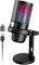 NJSJ Microphone de jeu, micro USB PC pour podcast, streaming, microphone avec sourdine, lumières RVB contrôlables, gain de micro et bouton de volume pour ordinateur portable, tablettes, Mac, PS4/5
