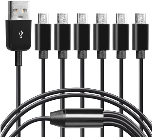 CERRXIAN Câble micro répartiteur USB 1 mâle vers 6 mâle en Y Le répartiteur micro USB en Y prend en charge la transmission de données des disques U, des claviers et des souris