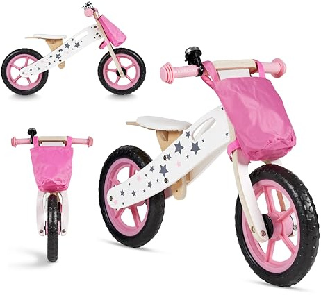 BUDDY BABY Bicicletta Montessori senza pedali, leggera e con sedile regolabile e campanello, bicicletta a 2 ruote, per bambini 3+ anni, unisex, in legno ecologico e biodegradabile