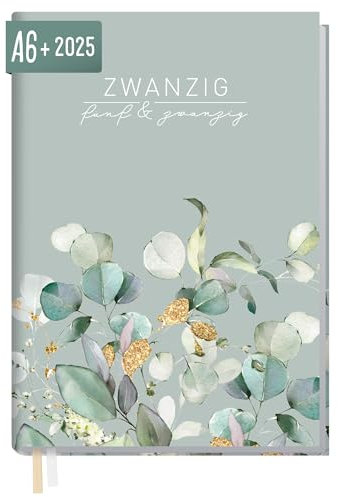 Häfft® Chäff-Timer Mini 2025 A6+ “Minty Leaves” 1 Woche 2 Seiten - Terminplaner, Wochenkalender, Organizer, Terminkalender mit Wochenplaner - nachhaltig & klimafreundlich