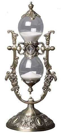 Temporizador de Reloj de Arena Estilo Europeo - Grabado Vintage de Metal y Vidrio Grande Antiguo de 15/30 Minutos, Adecuado para Decoración del Hogar