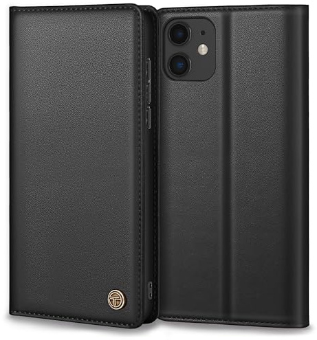 Thorhülle Handyhülle für iPhone 12/12 Pro Hülle, Premium Lederhülle Schutzhülle Tasche für iPhone 12/12 Pro Hülle Wallet Kartenfach Standfunktion Flip Case für iPhone 12 Klappbar, Schwarz