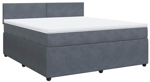 vidaXL Boxspringbett mit Matratze Dunkelgrau 180x200 cm Samt