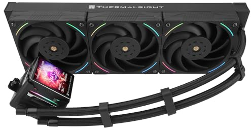 Thermalright Elite Vision 360 ARGB BLACK AIO CPU Liquid Cooler,IPS LCD Screen with 320*320 Resolution,for AM4/AM5/Intel LGA1700/1851,’2.73 inch’Magnet-Absorbent LCD Screen for Images,Black PC Cooling