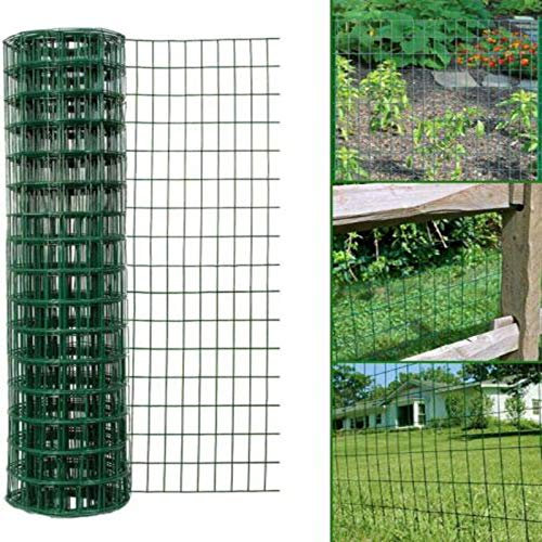 Grüner PVC-beschichteter Maschendrahtzaun, 90 cm hoch, 25 m lang, feuerverzinkter Draht für Garten, Sport, Veranstaltungen, Hunde- und Haustierbereiche, 100 mm x 75 mm Lochgröße