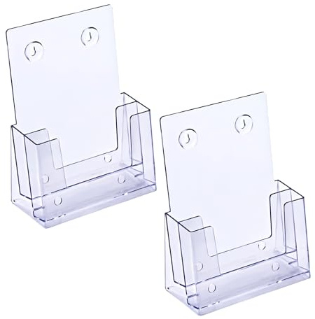 MHYMX Prospekthalter, 2 Stück, Prospektständer, Acryl, Zeitschriftensammler, Desktop-A5-Präsentationsständer, Wandmontage, zweilagiger Prospektständer für Broschüren, Broschüren, Broschüren, Menüflyer