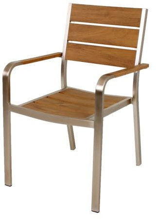 Harms Stapelstuhl FLORENCE champagner Aluminium/Non-Wood Teak-Optik