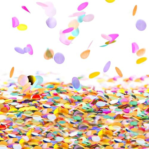 12000 Pcs Multicolor Biodegradable Confetti, Round Wedding Confetti, Biodegradable Paper Confetti for Balloons, Celebration Baby Shower Party Ceremony, Birthday Decoration, Anniversary (2.5cm, 100g)