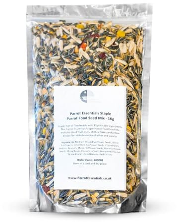 Parrot Essentials Staple Parrot Food Seed Mix – Daily Seed Diet for Medium & Large Parrots - 1Kg