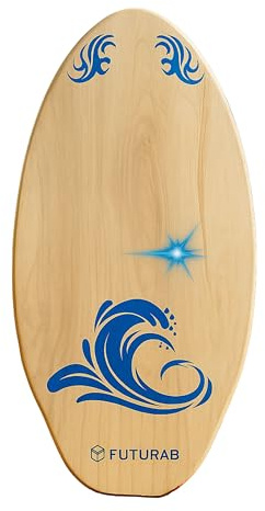 Skimboard Tavola in Legno FUTURA8 Antiscivolo Resistente all’Acqua – Tavola Skimboard Leggera per Adulti e Principianti – Skimboard Spiaggia Mare Sabbia Bagnata Onde Piccole