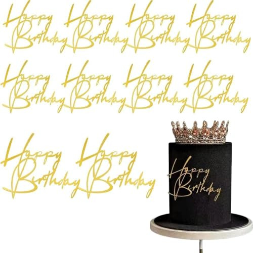 10 Pièces Décoration de Gâteau Or Cake Cupcake Topper Happy Birthday Cake Topper pour Décorer pour D'anniversaire Mariage Anniversaire Fête (Or A)