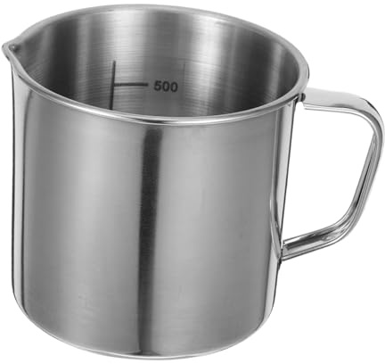 VALICLUD Stainless Steel Measuring Jug Laboratory Beaker Measuring Cup 500ml Wide Mouth Graduation Lines Dishwasher Safe for Baking Home Restaurant Pharmacy Laboratory