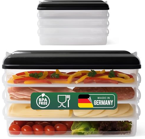 Novaliv 8x Frischhaltedosen klein mit 2x Deckel, stapelbar für Kühlschrank & Gefrierfach, Vorratsdosen Set Aufbewahrungsbox Organizer, für Aufschnitt Wurst Käse Obst Gemüse, Meal-Prep Dosen Box