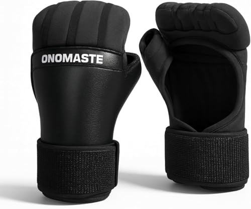 ONOMASTE - sous-Gants de Boxe avec Protection Gel, Mitaines pour MMA et Kickboxing, Cuir Synthétique, Noir