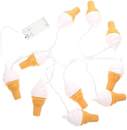 NUOBESTY Eiscreme Lichterkette 2.00M Led Lichterkette Mit Eiswaffeln Batteriebetrieben Ohne Batterien Dekorative Schnurlampe Für Wohnzimmer Schlafzimmer Kinderzimmer Bar Geburtstag