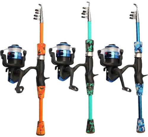 CashMuch Set canna da pesca con canna telescopica leggera, mulinello e accessori per bambini e principianti