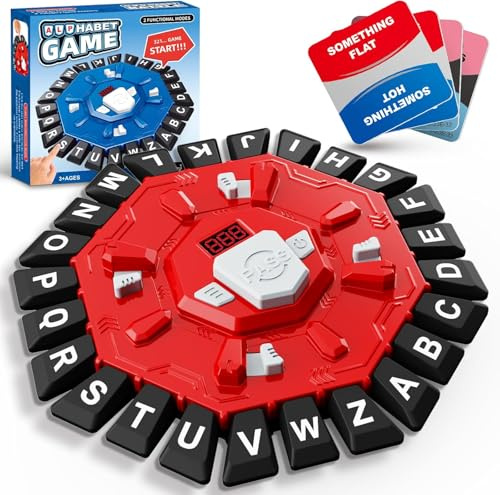 ROMINVIC Wortspiel,Brettspiele für Kinder und Erwachsene mit 2 Modi,24 Tasten Buchstaben Familienspiel mit Interaktive Brettspiele,Puzzlespiel für Partyspiele