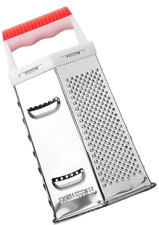 Rallador de queso profesional de acero inoxidable con asa, rallador de caja de mano de 6 lados, triturador de patatas de cocina para jengibre, rallador de caja de acero inoxidable