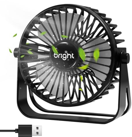 Vexnaro Mini Ventilador de mesa USB, 3 Velocidades, 360 Grados Rotation, con Cable USB de 1,2 m, Rejilla Extraíble, Ventilador Portátil Silencioso para Hogar, Oficina, Camping y Viaje (Negro)