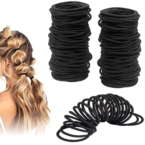200 Piezas Gomas Pelo Mujer, 2mm Coleteros Gomas de Pelo Gomitas Elasticas pelo Altamente Elástico Goma Pelo Niña para Hombres y Mujeres, Cabello Largo, Cabello Corto