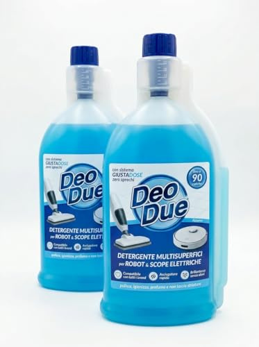 Detergente Multisuperfici Liquido Azzurro, 900ml, fino a 90 Ricariche, Compatibile con Robot Lavapavimenti e Scope Elettriche (Set da 2 Confezioni)