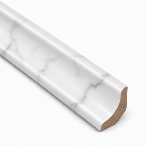 Flooring Supplier UK Arctic White Marble Effect Scotia Beading 2.4M x 10 Pack | White Laminate Flooring Edge Trim | MDF Expansion Gap Cover | Tile Effect Scotia for Laminate & Engineered Flooring
