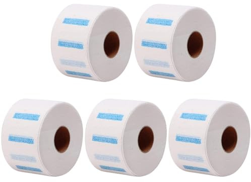 COLLBATH 5 Rouleaux Tour de Cou en Papier Blanc Jetable et Extensible pour Coiffure, Collier Hydrofuge Pratique pour Salon de Coiffure et Coupe Professionnelle