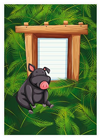 Kartenkaufrausch 16 Wilde grüne Dschungel DIN A5 Schulhefte, Schreibhefte mit lustigem Comic Wildschwein Lineatur 6 (blanko Heft)