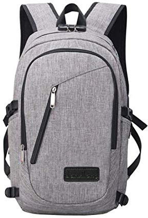 Laptop Backpack, Business Travel Computer Bag Water Resistant College School Bookbag with Anti-Theft Lock & USB Charging Port Fits 17 inch Notebook for Women & Men (Grey)