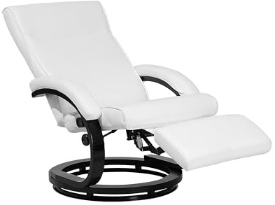 Fåtölj Justerbar Konstläder Ergonomisk Träbas Vit Might